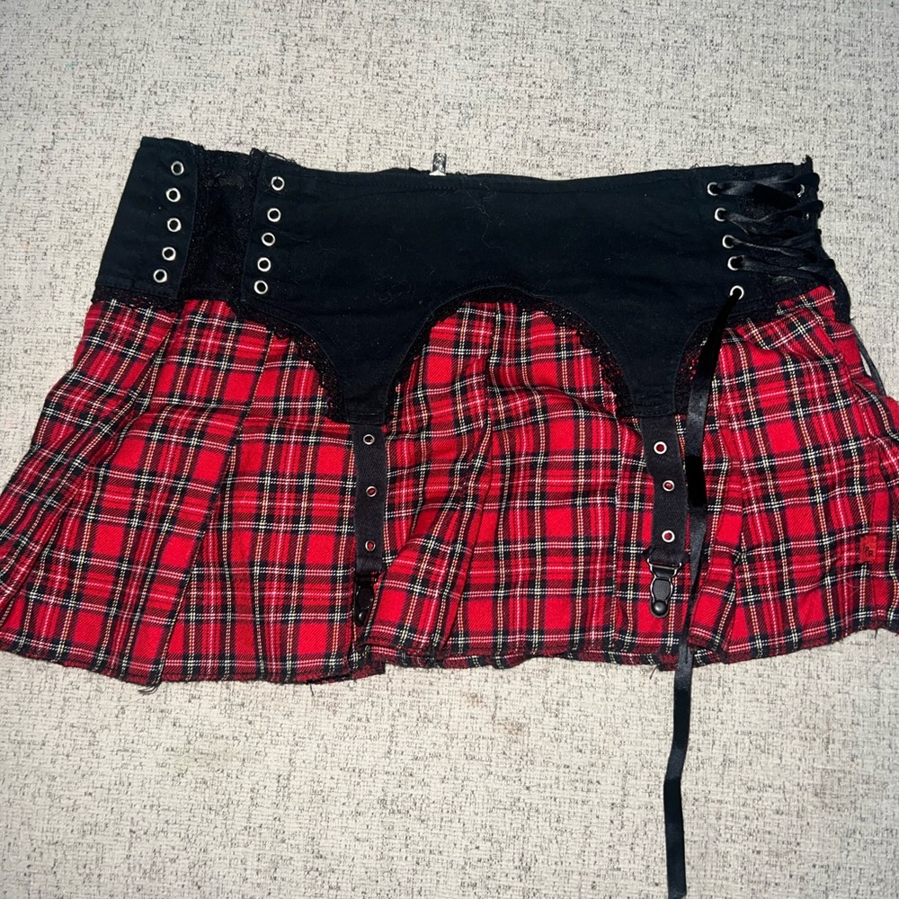 Tripp NYC Red and Black Skater Mini Skirt